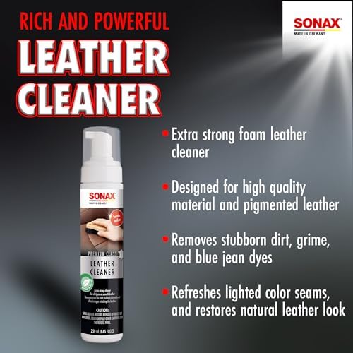 SONAX Premium Class Leather Cleaner | Powerful Foaming Formula for Deep Cleaning Smooth & Perforated Leather | Removes Stubborn Dirt