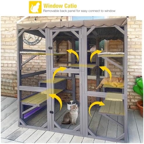 Aivituvin Extra Large Window Catio 5-Level Outdoor Cat Enclosure with Cover