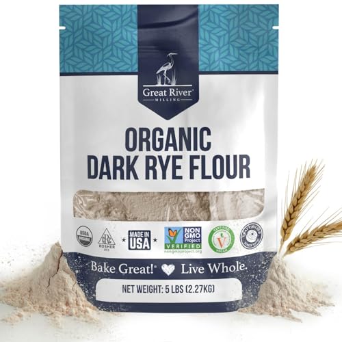Great River Milling Organic Dark Rye Flour, Whole Grain, 25 lb