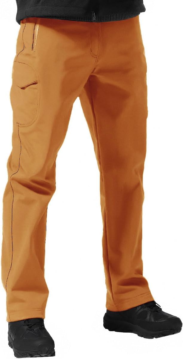 FREE SOLDIER Men's Outdoor Softshell Fleece Lined Cargo Pants | Snow Ski Hiking Pants with Belt, Waterproof Winter Pants, Insulated Work Pants, Breathable Windproof Insulated Pants
