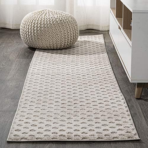 JONATHAN Y Mini-Diamond Trellis Indoor Outdoor Area Rug 3X5 White/Black, Rabat High-Low Pile for Backyard, Patio, Porch, Easy-Cleaning, High Traffic