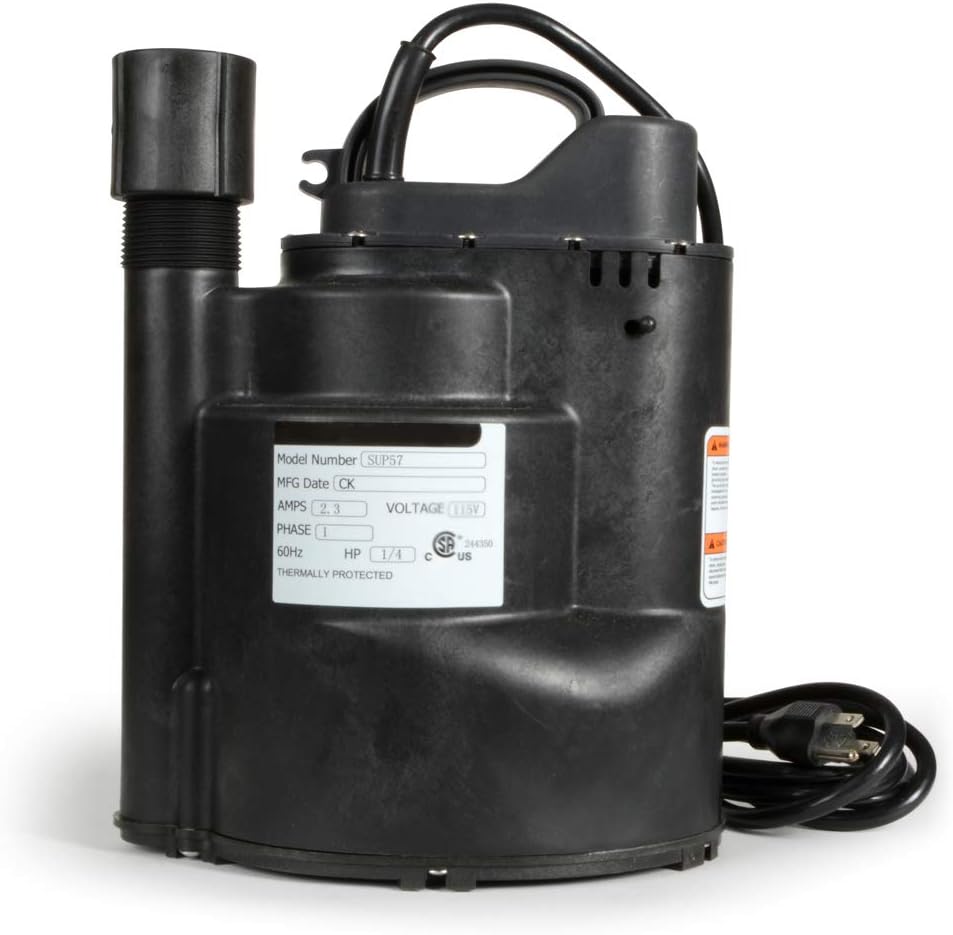 ECO-FLO Products SUP57 Automatic Submersible Utility Pump, 1/4 HP, 1,800 GPH