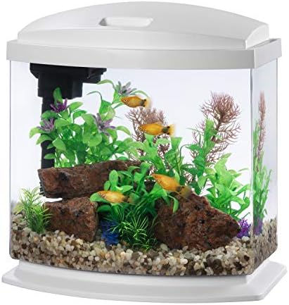 Aqueon LED MiniBow Small Aquarium Fish Tank Kit with SmartClean Technology, Blue, 1 Gallon