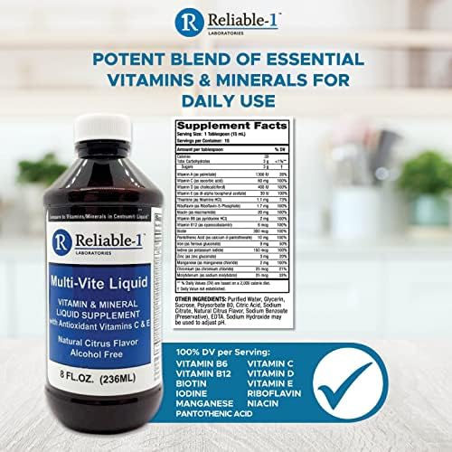 Reliable-1 Laboratories Multi-Vite Liquid Multivitamin for Adults Liquid Vitamins Antioxidant Supplement for Immunity