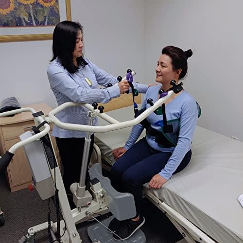 Stand Up Electric Patient Lift - Sit to Stand, Standing Lift, Rhino Lift with Manual Low Base - with Transport Sling (Large), 380 lb. Weight Capacity