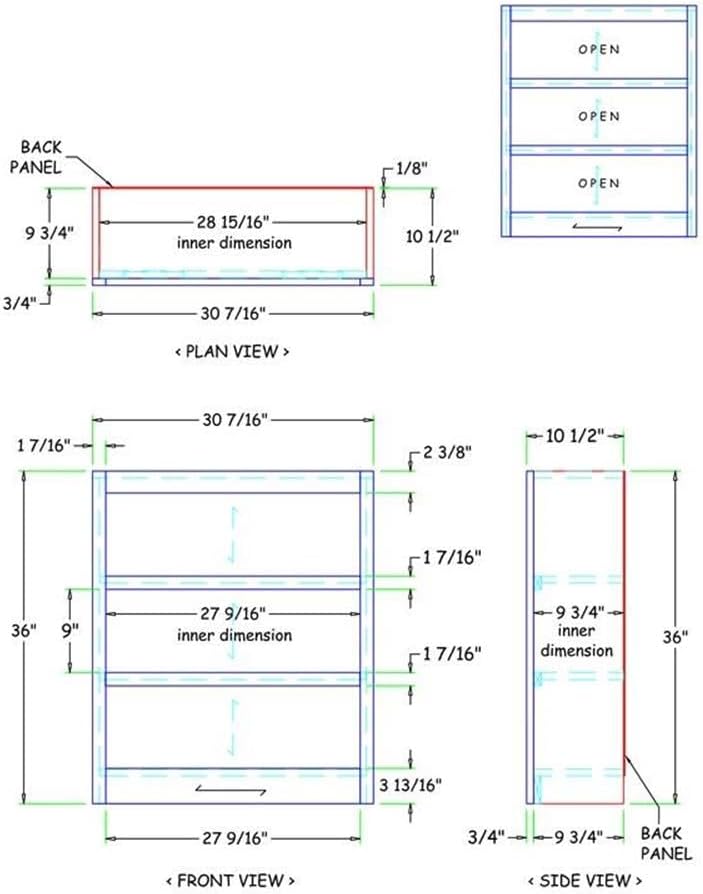Concepts In Wood Midas Three Shelf Bookcase 36" H Cherry Finish