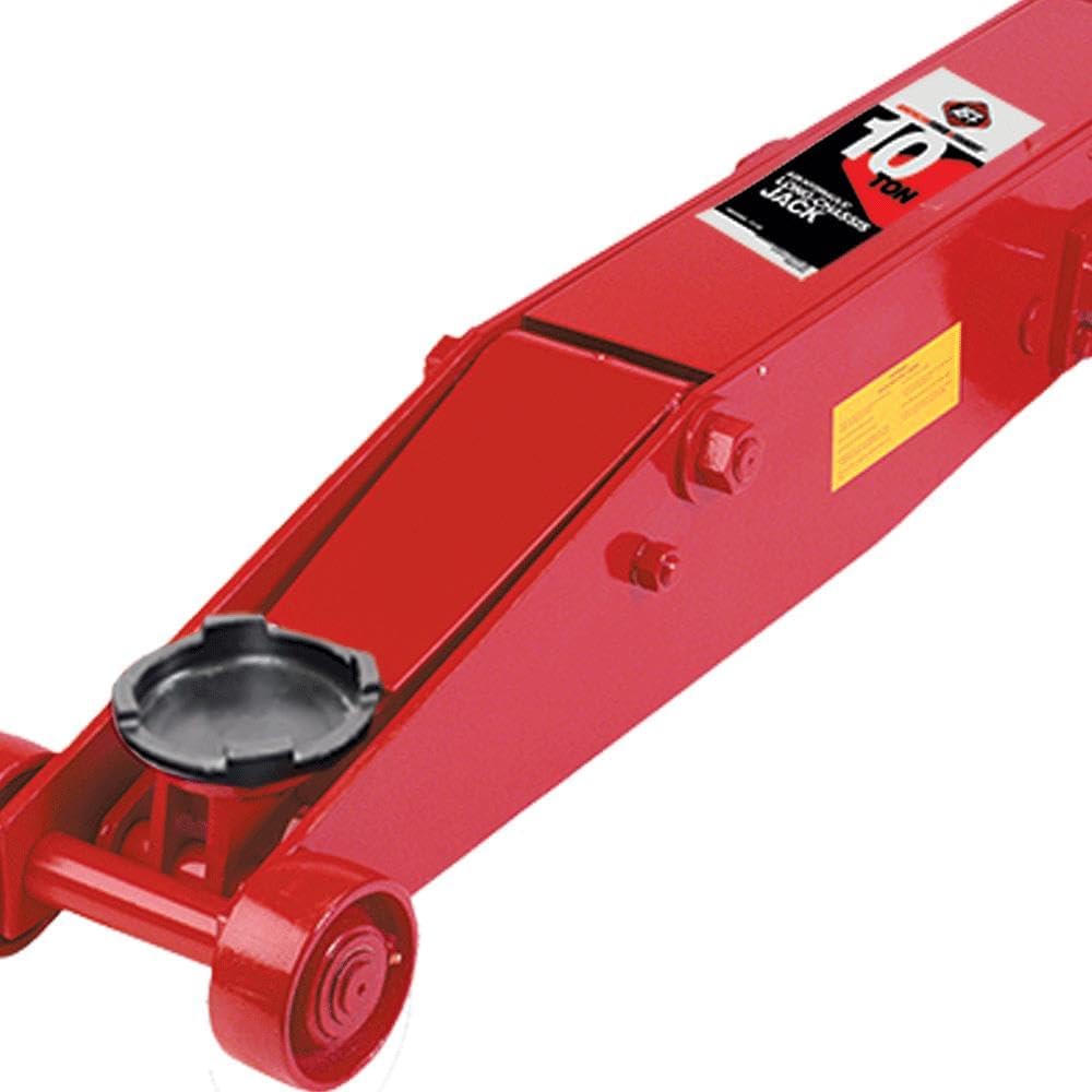 AFF 10 Ton Air Hydraulic Long Chassis Jack - for Long Overhang Vehicles | 10 T Floor Jack with Foot Pump & 3-Position Lock Handle - Ideal for Repair Shops, Bus & Truck Fleets, Heavy Duty Equipment