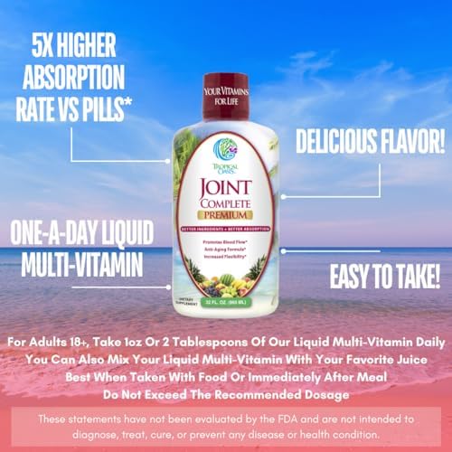 Joint Complete Premium Plus - Liquid Joint Supplement w/Glucosamine, Chondroitin, MSM Plus 800mg Turmeric – 98% Max Absorption – 32oz, 32 serv