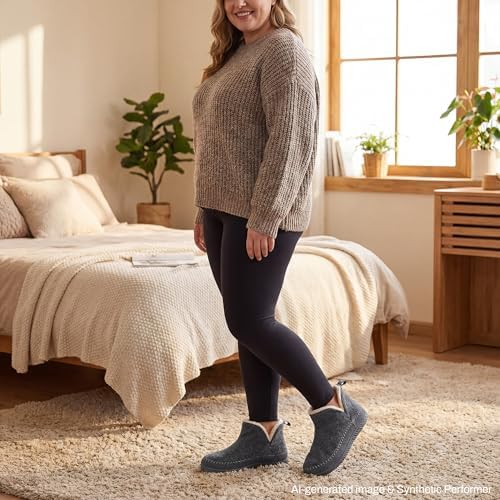 Zizor Women's Moccasin Bootie Slippers, Memory Foam House Shoes