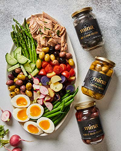 Mina Purple Beldi Olives, 12.5 oz (Pack of 6) - Moroccan Olives, Premium Handpicked and Naturally Cured Olives, Non GMO, Gluten Free, Low Carb, Vegan