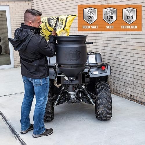 Buyers Products ATVS15A ATV 12V Broadcast Spreader 15 Gallon Hopper | 12V ATV Broadcast Spreader Holds 15 Gallons And Spreads Seed, Feed, Salt