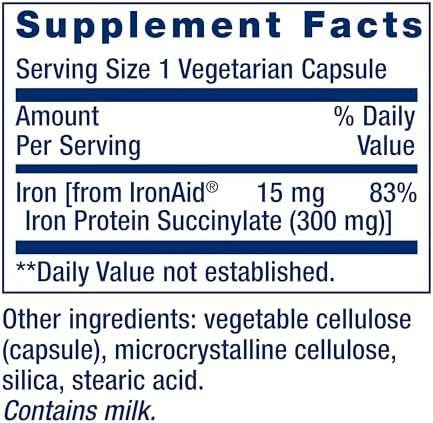 Life Extension Iron Protein Plus, Iron Protein succinylate, absorbable Iron Supplement for Whole-Body Health, Non-GMO, Gluten-Free, Vegetarian