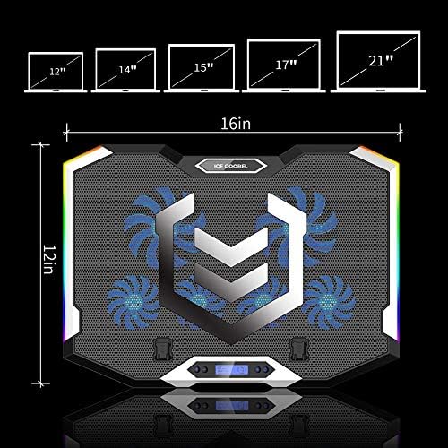ICE COOREL Gaming Laptop Cooling Pad 15-17.3 Inch, Laptop Fan with 6 RGB Cooling Fans, Laptop Cooling Stand with 6 Height Adjustable