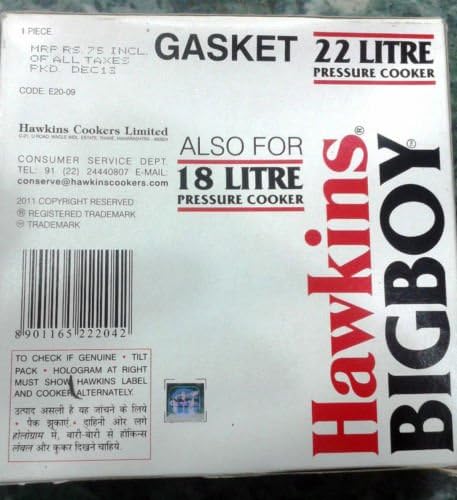 Genuine Hawkins Bigboy Pressure cooker Gasket-For 18 Litre to 22 Litre pressure cooker-Code:E20-09