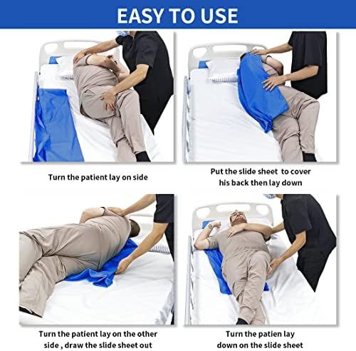 EZ Assistive 56"*78" Flat Slide Sheet Reusable and Washable Patient Transfer Sheet for Patient in-Bed Transferring and Repositioning Easy Apply and