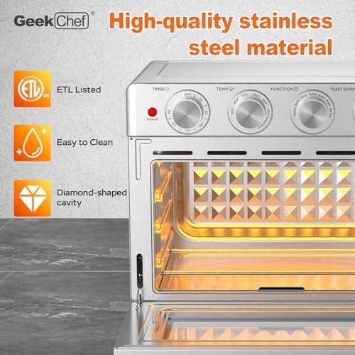 Geek Chef Air Fryer Toaster Oven 26 QT, Large AirFryer Convection Countertop Oven Combo with Easy Bake, Roast, Broil, Warm