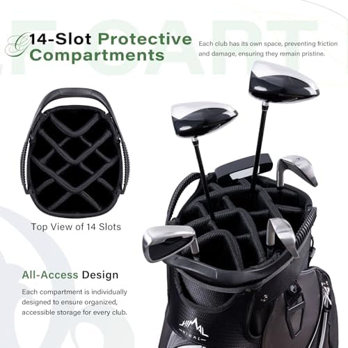 Golf Cart Bag, 14-Way Divider Top, Large Storage | Umbrella Holder,Handles