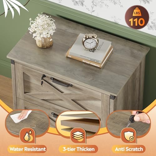 DEVAISE 2-Drawer Lateral File Cabinet with Lock, White | Wood, Office Storage Cabinet, Letter, Legal & A4 Compatible, Farmhouse Style, Printer Stand, Home Office