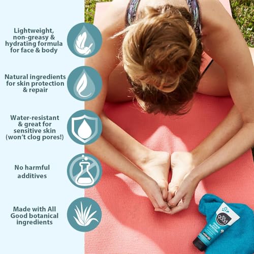 All Good Sunscreen - Sport Mineral Sunscreen Lotion, Reef Friendly, SPF 30+ for Face & Body, Water & Sweat Resistant (3 oz)