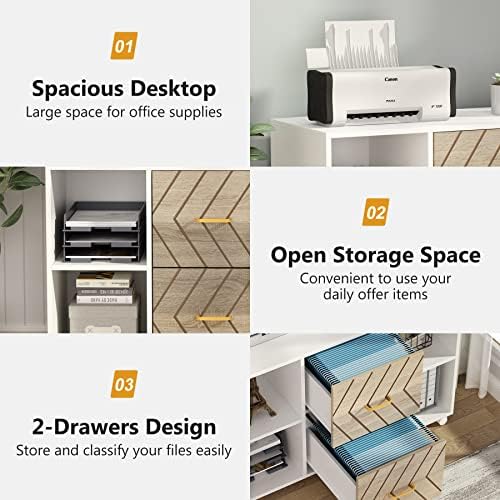 Tribesigns 2 Drawer File Cabinet, Large Mobile Lateral Filing Cabinet for Letter Size