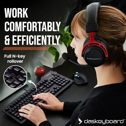 Das Keyboard 4 Professional Wired Mechanical Keyboard, Cherry MX Brown Mechanical Switches, 2-Port USB 3.0 Hub, Volume Knob, Aluminum Top (104 Keys, Black)