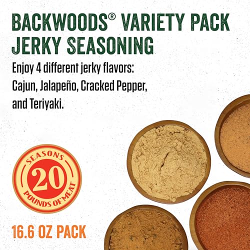 LEM Products Backwoods Original Jerky Seasoning, Ideal for Wild Game and Domestic Meat, Seasons Up to 25 Pounds of Meat, 18.3 Ounce Packet with Pre-Measured Cure Packet Included