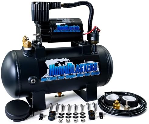HornBlasters Conductor’s Special 127H Train Horn Kit – Shocker XL Train Horns with Compact 1.5 Gallon Air System – 120 PSI 12V Complete Horn