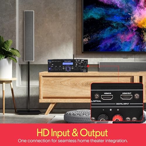 Pyle Wireless Bluetooth Home Stereo Amplifier - Multi-Channel 200 Watt Power Amplifier Home Audio Receiver System w/HDMI, Optical/Phono/Coaxial