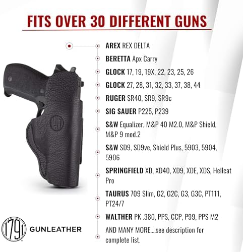 1791 Gunleather IWB Holster Fits Sig P226, P229, P220, P228, P239, P320c | Right-handed soft leather holster also fits S&W M&P Shield, Ruger SR9, SR40