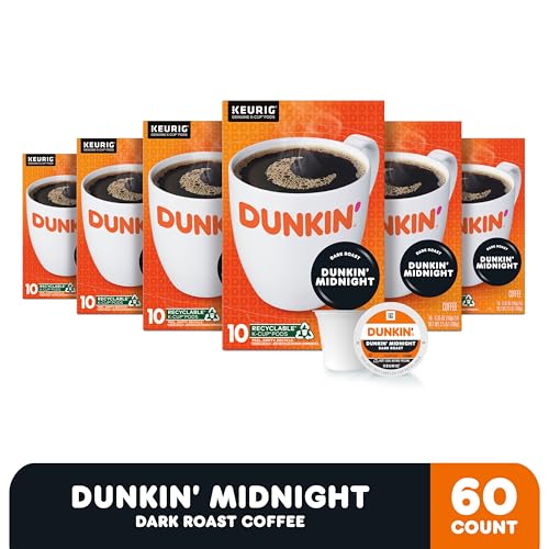 Dunkin’ Original Blend Medium Roast Coffee, Keurig K-Cup Pods, 60 Count | 6 boxes of 10 single serve coffee pods each, Rich & smooth flavor, Made with arabica coffee, Shelf stable, SNAP EBT eligible