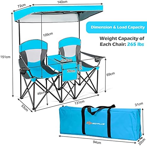 Goplus Double Beach Chair with Canopy Shade