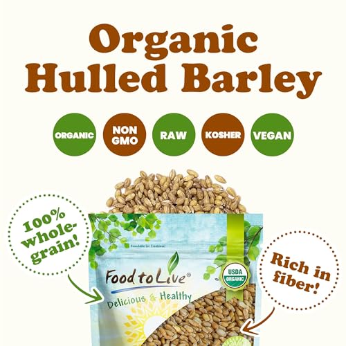 Food to Live Organic Hulled Barley, 15 Pounds – Non-GMO, 100% Whole Grain, Kosher, Vegan, Bulk. Suited for Home Brewing, Grinding. High in Fiber. Great for Chili, Hot Cereal, Salads, Soup.