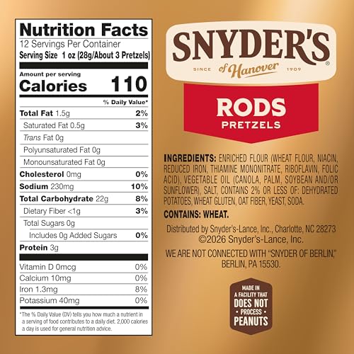 Snyder's of Hanover Pretzel Rods, 12 oz