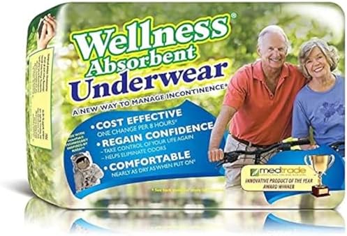 Unique Wellness-Absorbent Underwear (Pull-Ups) Size Medium (19"–30" Waist) 16 Count, Made in USA