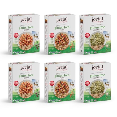 Jovial Brown Rice Farfalle, Penne, & Elbows Pasta - Whole Grain Organic Pasta, Gluten Free, Dairy Free, Made in Italy - 12 Oz, 3 Pack Variety