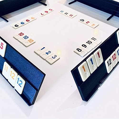Rummy Tiles Game, 106 Tiles Rummy Game, 4 Durable Full-Size Racks, Black Travel Case for Easy Carrying
