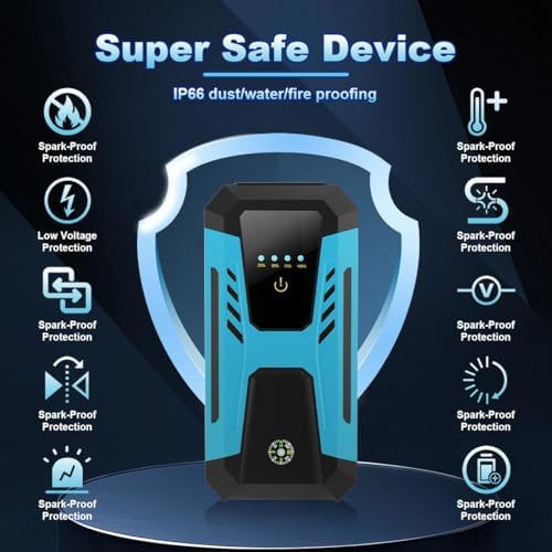12v Jump Starter for 10.0L Gas/8.0L Diesel, 6000A Peak Car Battery Jumper Starter Portable