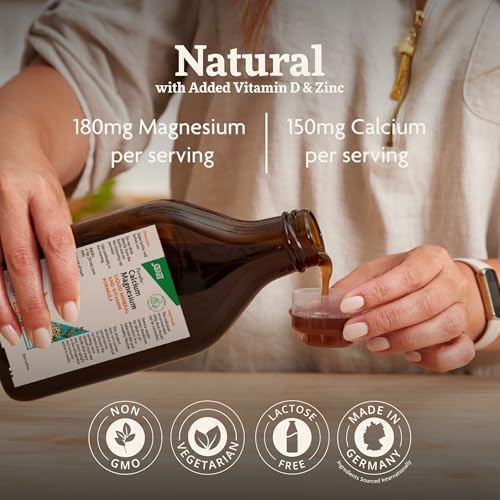 Floradix Calcium Magnesium Liquid Mineral & Vitamin Formula - Bone Support Supplement with Calcium, Magnesium, Vitamin D & Zinc - Vegetarian & Non-GMO - 8.5 fl oz