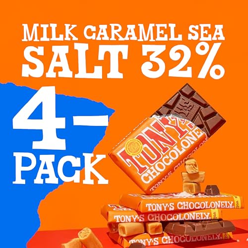 Tony’s Chocolonely Super Duper Milk Chocolate Candy Bar Bundle, Milk & White Chocolate With Sea Salt, Caramel, Pretzel Toffee, Almond, Hazelnut, Made From Quality Fairtrade Cocoa, 6 Bars, 6.35 Oz Each