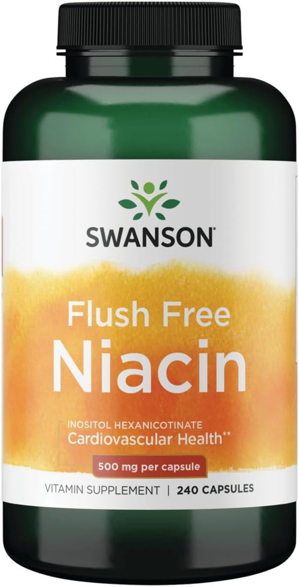Swanson Flush Free Niacin 500 Milligrams, 240 Capsules | Supports Cardiovascular Health