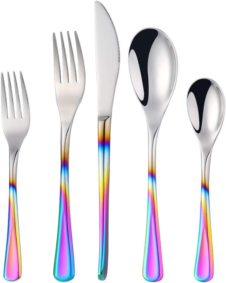 Silverware Set Stainless Steel 20 Piece Flatware Set Kitchen Cutlery Heavyweigh Utensil Service for 4 Include Knife Fork Spoon, Mirror Finish
