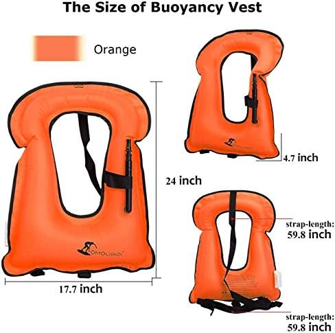 OMOUBOI Snorkel Vest for Adults Swim Vests Inflatable Snorkeling Jackets for Diving, Snorkeling, Swimming Safety (Suitable for 100-220 lbs)