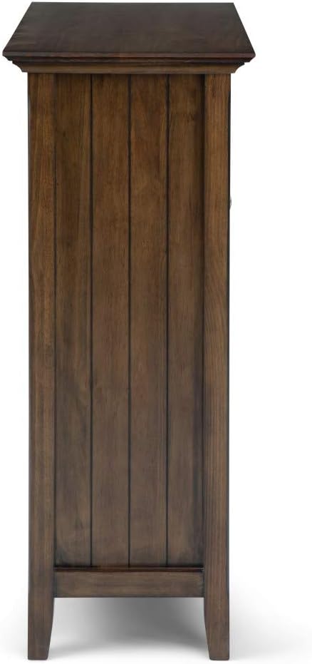 SIMPLIHOME Bedford 62" Wide Solid Wood Sideboard in Brunette Brown | Transitional low media console with glass doors and storage shelves for the living room, entryway or dining room.