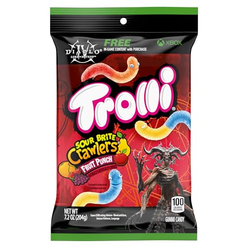 Trolli Sour Brite Crawlers Candy, Very Berry, Sweet and Sour, Gummy Worms, 7.2 oz