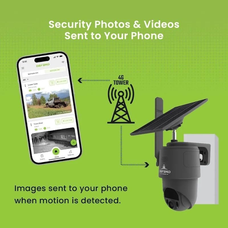 TACTACAM Defend 360 Cellular Security Camera, 4K Photos, 1080p Video, Solar Panel with Rechargeable Battery, 360° Pan/Tilt/Zoom, Weather-Resistant, Includes Case, Mount, Signs, & Cloth (2PK)