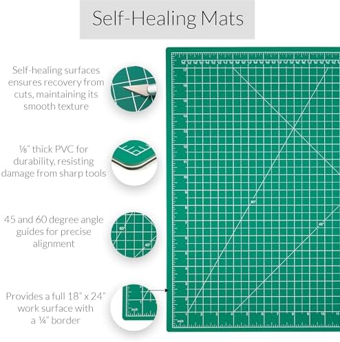 WA Portman Self-Healing Cutting Mat, Crafting Knife, 36'' Metal Ruler Set | This set includes 24x36 Inch Sewing Cutting Mat, 10pc #11 Blades, Exacto Knife Set, & 36 Inch Cork Backed Metal Ruler Set
