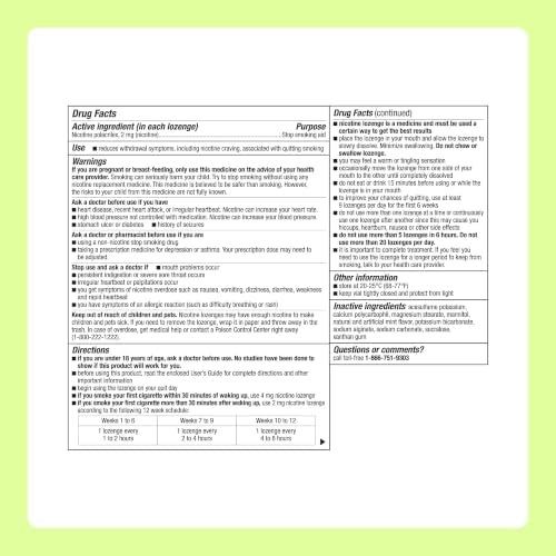 Amazon Basics Mini Nicotine Polacrilex Lozenge, 2 mg (Nicotine), Mint Flavor, 135 Count, (Previously Amazon Basic Care)