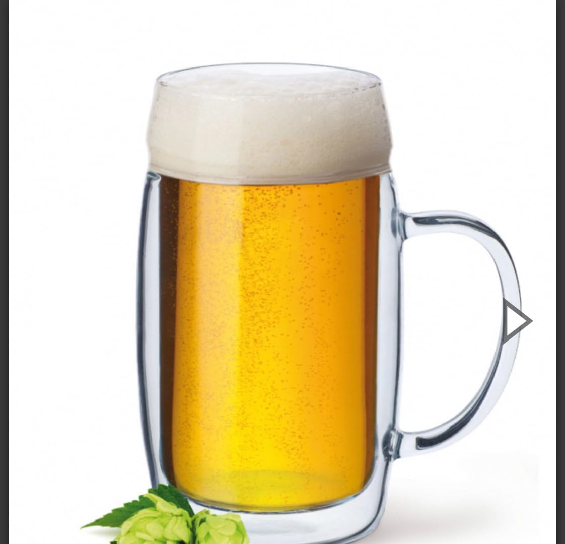 SIMAX Double Walled Insulated Beer Glasses - Freezable, 17 Oz, Men's Frozen Beer Mugs with Handles (1)