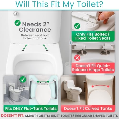 Vive Toilet Safety Rail - Adjustable Grab Bar - Compact Support Frame | Handrail for Bathroom Toilet Seat - Easy Installation for Handicap Senior
