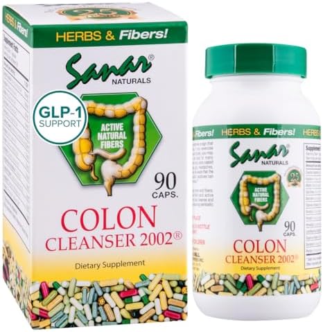 Sanar Naturals Colon Cleanser 2002, High Fiber with Psyllium Husk, 90 Ct | Psyllium Husk Fiber, Probiotics, Cascara Sagrada & Aloe, Colon Cleanse, Gut Health & Daily Regularity, GLP-1 Support, 90 Ct